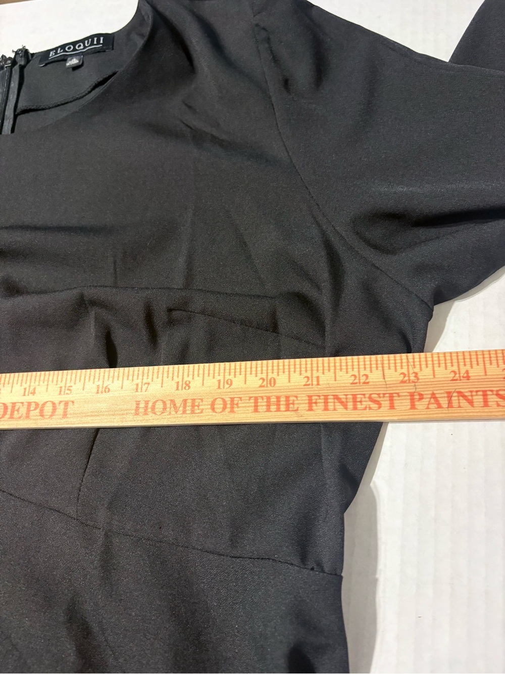 Eloquii Classic Black Empire Waist Long-Sleeve Midi Dress Button Cuff Detail 18 - Picture 13 of 16